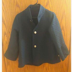 I-Reversibles Textured Woven Split Bell Sleeve Jacket Black Size XS NWT